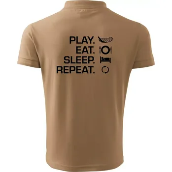 Pánská košile Play Eat Sleep Repeat florbal - Polokošile pánská Pique Polo 203 - 4XL ( Písková )