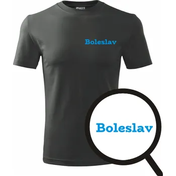 Pánské tričko Grafitové tričko Boleslav - tričko se jménem - barva antracit - velikost XXXL