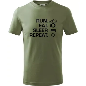 Run eat sleep repeat - Tričko dětské bavlněné - 98 cm / 2 roky ( Khaki )