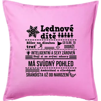 Polštář Narozeniny leden - Polštář 50x50 - 50x50 - Pouze potah ( Růžová )