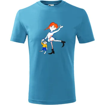 Chlapecké oblečení Tyrkysové dětské tričko Pipi Dlouhá Punčocha - dárek pro holčičku - dárek pro dívku - barva tyrkysová - velikost 8let