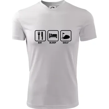 Eat sleep golf - Dětské triko sportovní (dresovina) - 158 cm/12 let ( Bílá )