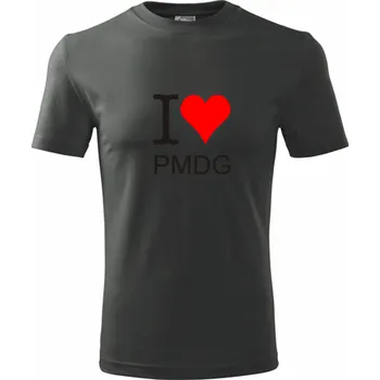 Grafitové tričko I love PMDG - barva antracit - velikost L