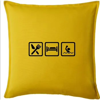 Polštář Eat sleep vodní pólo v řadě - Polštář 50x50 - 50x50 - Pouze potah ( Žlutá )