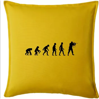 Polštář Evoluce vojáka - stojící - Polštář 50x50 - 50x50 - Pouze potah ( Žlutá )