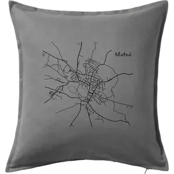 Polštář Černobílá mapa Blatná - Polštář 50x50 - 50x50 - Včetně výplně ( Tmavě šedý melír )