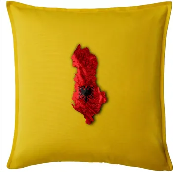 Polštář Mapa Albánie reliéf hor - Polštář 50x50 - 50x50 - Pouze potah ( Žlutá )