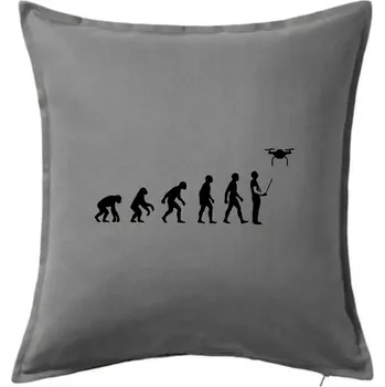 Polštář Dron evoluce - Polštář 50x50 - 50x50 - Včetně výplně ( Tmavě šedý melír )