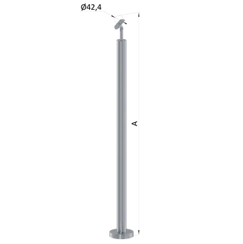 Zábradlí Nerezový sloup, vrchní kotvení, bez výplně, vrch nastavitený (ø 42,4x2 mm), leštěná nerez / AISI304