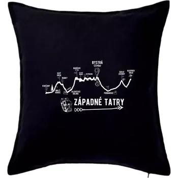 Polštář Profil kopca Západné tatry - Polštář 50x50 - 50x50 - Pouze potah ( Černá )