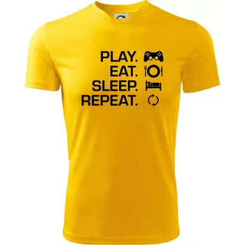 Chlapecké tričko Play Eat Sleep Repeat game - Dětské triko sportovní (dresovina) - 122 cm/6 let ( Žlutá )