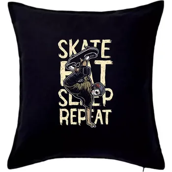 Polštář Skate Eat Sleep Repeat - Polštář 50x50 - 50x50 - Pouze potah ( Černá )
