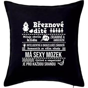 Polštář Narozeniny březen - Polštář 50x50 - 50x50 - Pouze potah ( Černá )