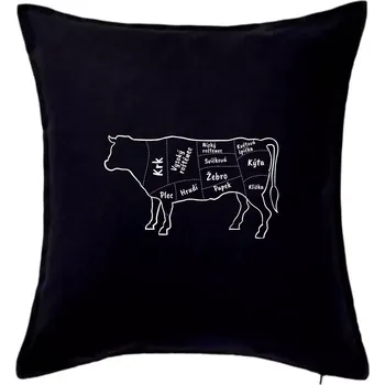 Polštář Kráva nákres s názvy - Polštář 50x50 - 50x50 - Pouze potah ( Černá )