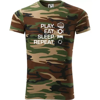 Pánské tričko MMA eat sleep repeat - Army CAMOUFLAGE - XS ( Hnědý maskáč )