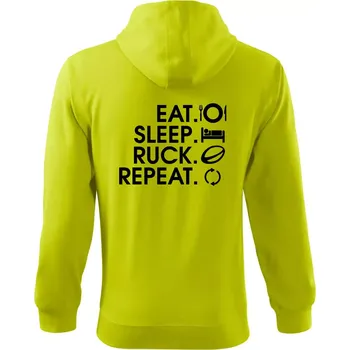 Pánská mikina Eat sleep Rugby - Mikina s kapucí na zip trendy zipper - 2XL ( Limetková )