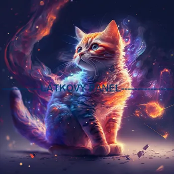 Látkový panel - Kočka - KČ-168 Velikost: 25x25cm, Materiál: Teplákovina nepočesaná