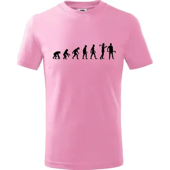 Evoluce dřevorubec - sekera - Tričko dětské bavlněné - 98 cm / 2 roky ( Růžová )