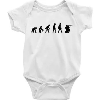 Kojenecké oblečení Evoluce vojáka - sniper - Body kojenecké s krátkým rukávem - Krátký r. 12-18 měs ( Bílá )