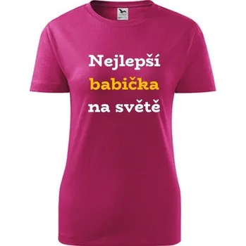 Purpurové dámské tričko nejlepší babička na světě - dárek pro babičku k 70 - barva purpurová - velikost M