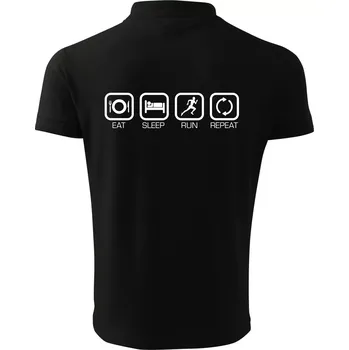 Pánská košile Eat sleep run repeat v řadě - Polokošile pánská Pique Polo 203 - S ( Černá )
