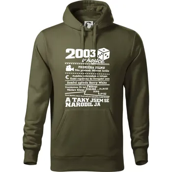 Pánská mikina 2003 v kostce - Mikina pánská Cape s kapucí - XL ( Military )