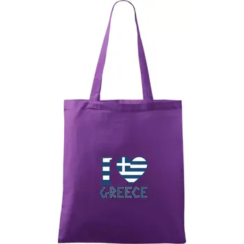 I love Greece - Taška bavlněná - 42 x 38 cm ( Fialová )