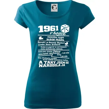 Dámské tričko 1961 v kostce - Dámské triko Pure - L ( Petrolejová )