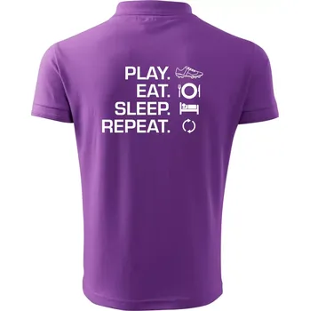 Pánská košile Play Eat Sleep Repeat fotbal - Polokošile pánská Pique Polo 203 - 5XL ( Fialová )