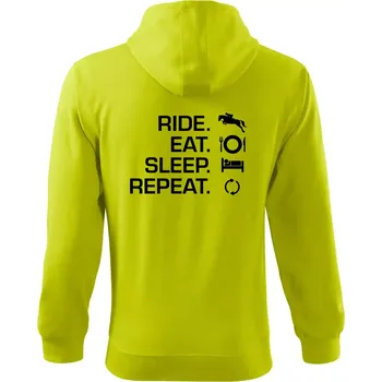 Pánská móda Ride Eat Sleep Repeat koně - Mikina s kapucí na zip trendy zipper - 3XL ( Limetková )