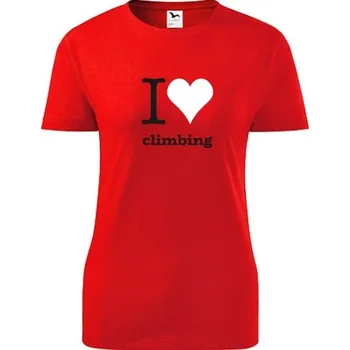 Dámské tričko Červené dámské tričko I love climbing - barva červená - velikost XXL