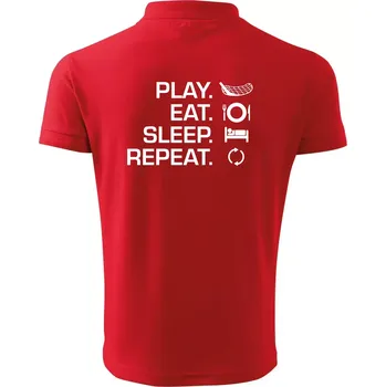 Pánská košile Play Eat Sleep Repeat florbal - Polokošile pánská Pique Polo 203 - 5XL ( Červená )
