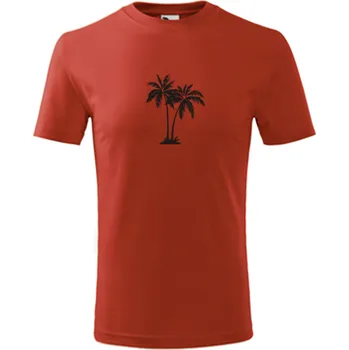 Červené dětské tričko s palmou - barva červená - velikost 8let