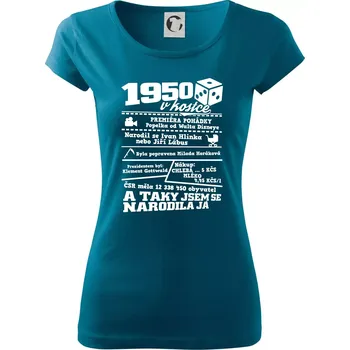 Dámské tričko 1950 v kostce - Dámské triko Pure - XS ( Petrolejová )