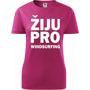 Purpurové dámské tričko Žiju pro windsurfing - dárek pro surfařku - barva purpurová - velikost XS