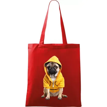 Mops v mikině - Taška bavlněná - 42 x 38 cm ( Červená )