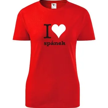 Dámské tričko Červené dámské tričko I love spánek - barva červená - velikost S