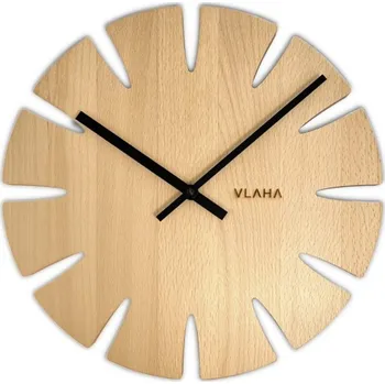 Hodiny VLAHA Přírodní bukové hodiny vyrobené v Čechách se černými ručkami ⌀32,5cm