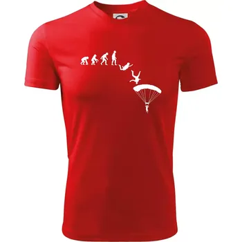 Chlapecké tričko Evoluce parašutista seskok - Dětské triko sportovní (dresovina) - 122 cm/6 let ( Červená )