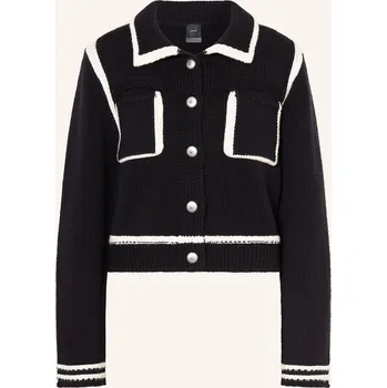 Dámský svetr Pinko Dámský Pletený Kardigan Z Vlny, tmavě modrá / bílá, 36