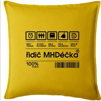 Polštář Čárový kód - Řidič MHD - Polštář 50x50 - 50x50 - Pouze potah ( Žlutá )