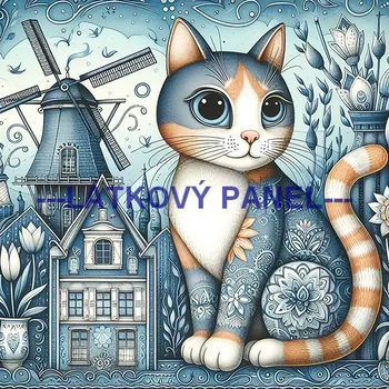 Látkový panel - Kočka - KČ-183 Velikost: 15x15cm, Materiál: Kočárkovina
