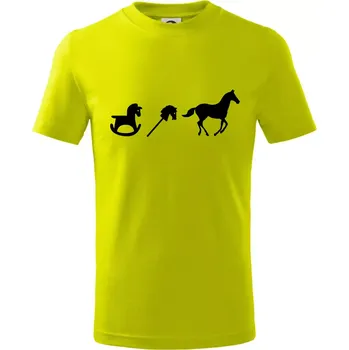 Evoluce koně - Tričko dětské bavlněné - 98 cm / 2 roky ( Limetková )