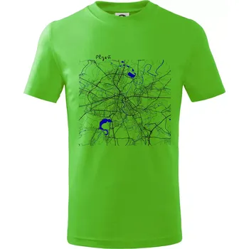 Chlapecké tričko Plzeň mapa s vodními toky - Tričko dětské bavlněné - 98 cm / 2 roky ( Apple Green )