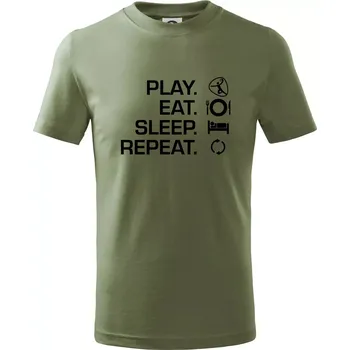 Play Eat Sleep Repeat házená - Tričko dětské bavlněné - 98 cm / 2 roky ( Khaki )