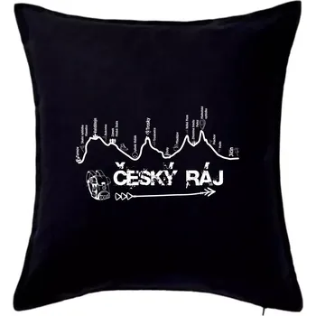 Polštář Profil kopce - Český ráj - Polštář 50x50 - 50x50 - Pouze potah ( Černá )