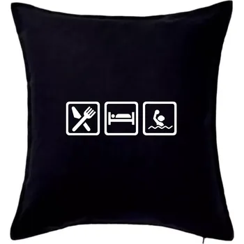 Polštář Eat sleep vodní pólo v řadě - Polštář 50x50 - 50x50 - Pouze potah ( Černá )