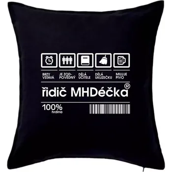 Polštář Čárový kód - Řidič MHD - Polštář 50x50 - 50x50 - Pouze potah ( Černá )