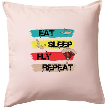 Polštář Eat Sleep Fly Repeat Paragliding - Polštář 50x50 - 50x50 - Pouze potah ( Světle růžová )