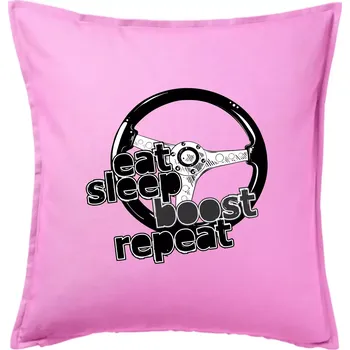Polštář Eat Sleep Boost repeat - Polštář 50x50 - 50x50 - Pouze potah ( Růžová )